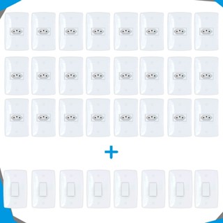 Kit Pack com 40 Peças Tomada e Interruptor branca 4x2 10A Finesse Casa Completa Blux em Oferta na Shopee
