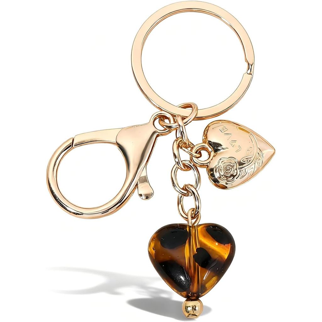 Kawaii Leopardo Coração Chaveiro Bonito Chaveiros Para Chaves Do Carro Acessórios Bolsa De Ouro Encantos Bolsas Presente