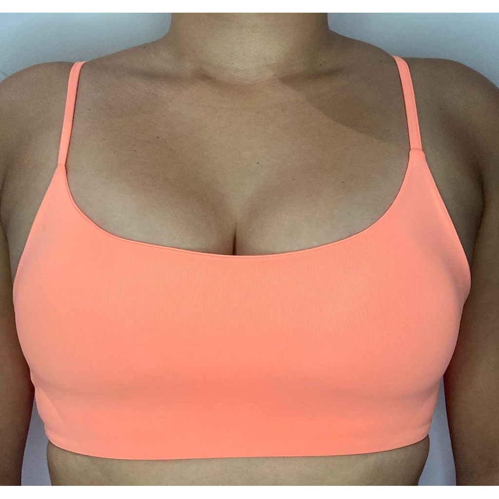 Top Cropped Duplo Alça Fina com Bojo Removível Suplex Poliamida Light em Oferta na Shopee
