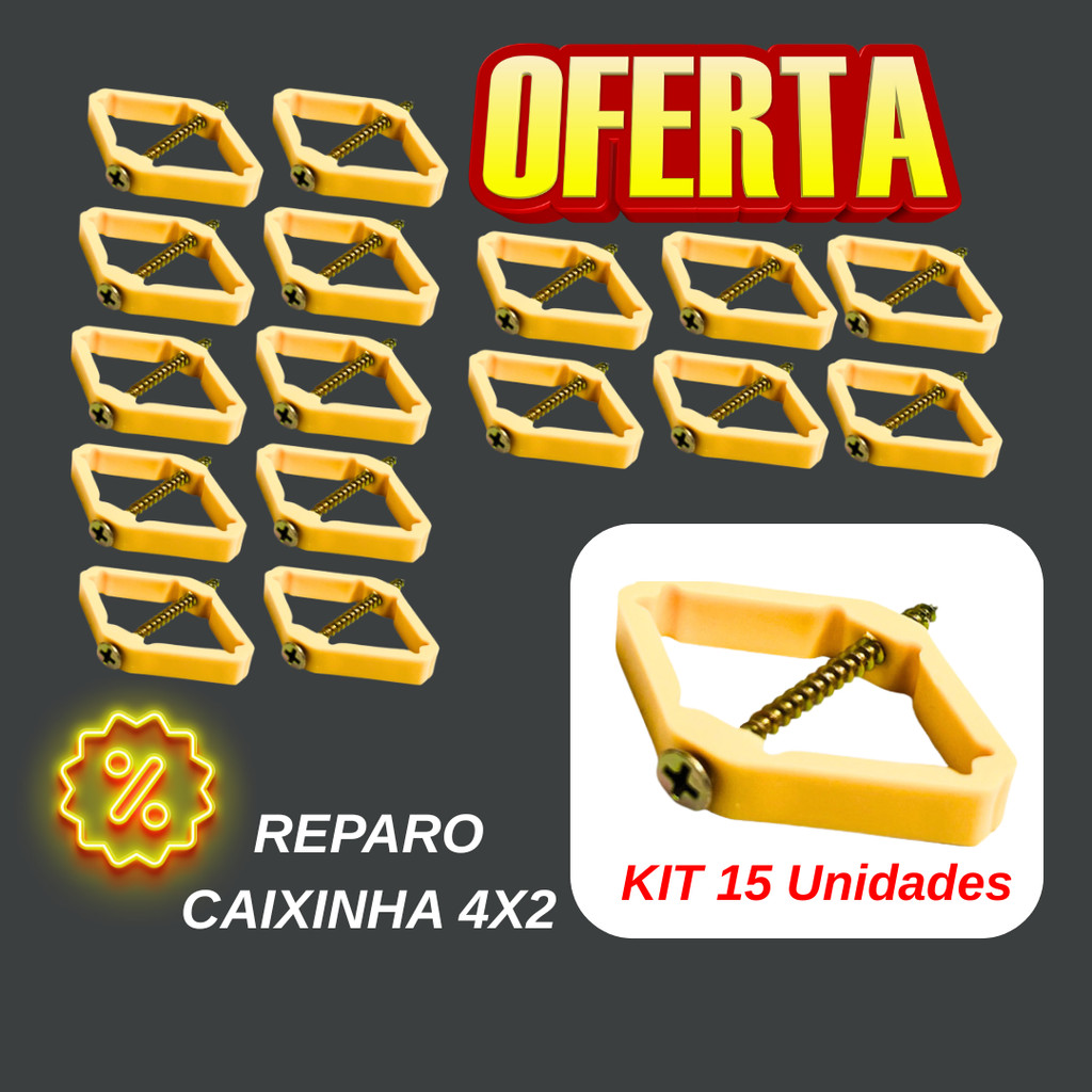 Kit 15 Reparo Caixinha 4x2 Salva tomada De Luz Energia eletrica cabo