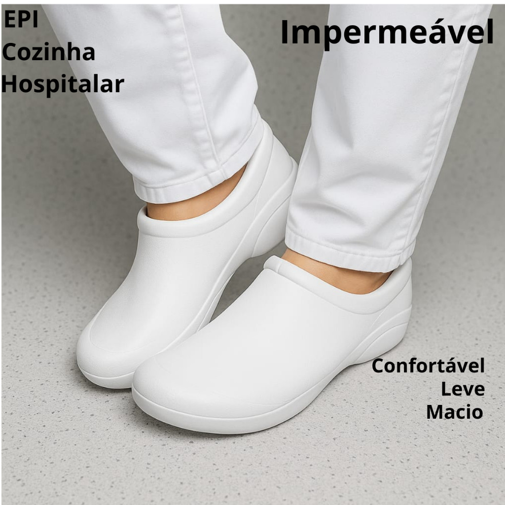 Sapato Enfermeira Fechado Enfermagem Profissional Uniforme Cozinha Babuche Confortável
