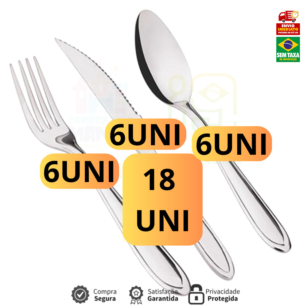 Jogo de Talheres Conjunto 18 peças Aço Inox de Mesa Casa Para Cozinha Hotel
