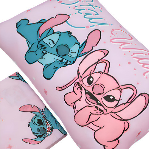 Lençol Elástico Solteiro Lilo Rosa Disney 2 Peças Stitch