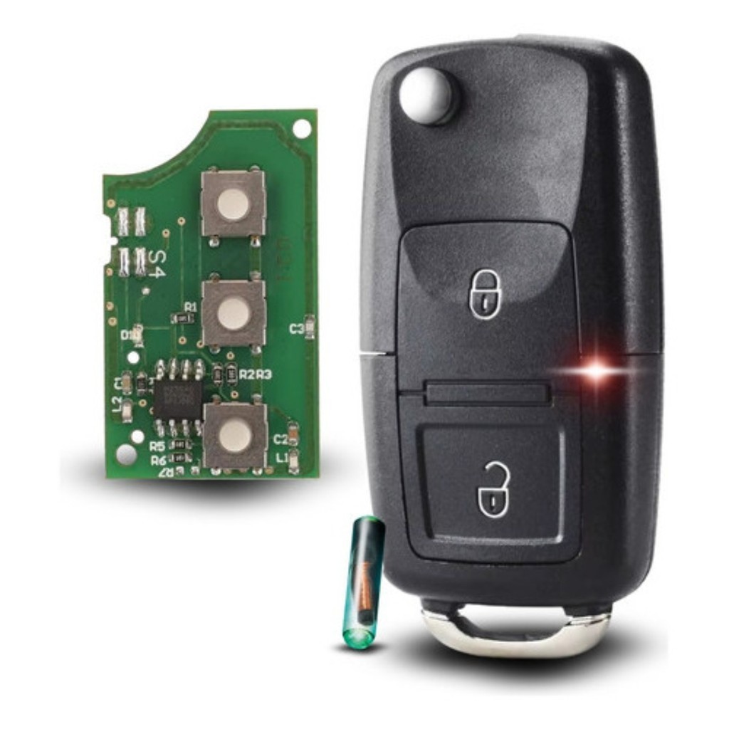 Chave Canivete VW Gol Voyage Polo Fox Spacefox 433MHz Completa Com Chip Bateria