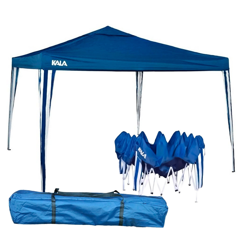 Gazebo Dobrável 3x3m Estrutura em Aço Carbono Tenda Azul Kala em Oferta na Shopee