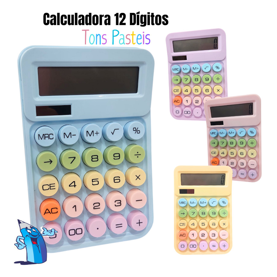 CALCULADORA TOM PASTEL 12 DIGITOS TECLA COLORIDA INTER PAPER
