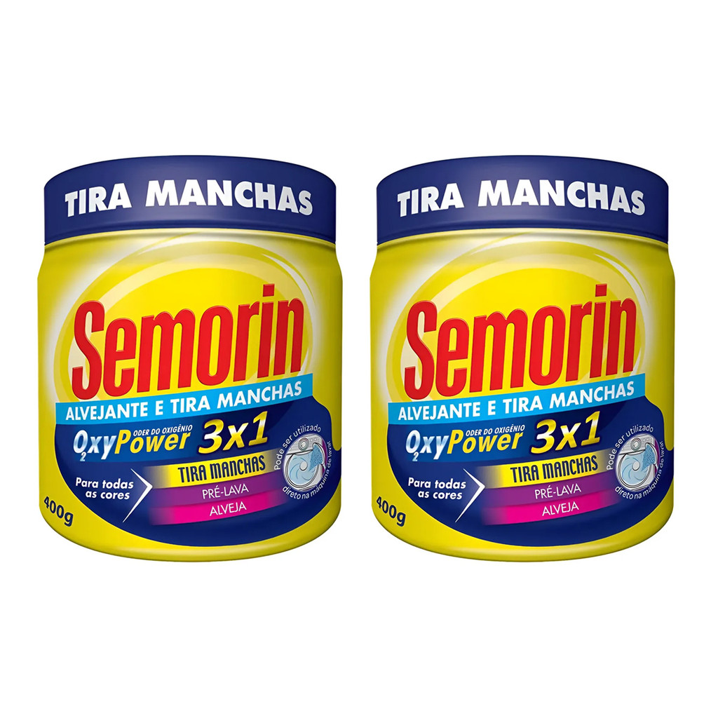 2 Uni Semorin Tira Mancha Pó 400g Tradicional Percarbonato de Sódio Oxy  Alvejante