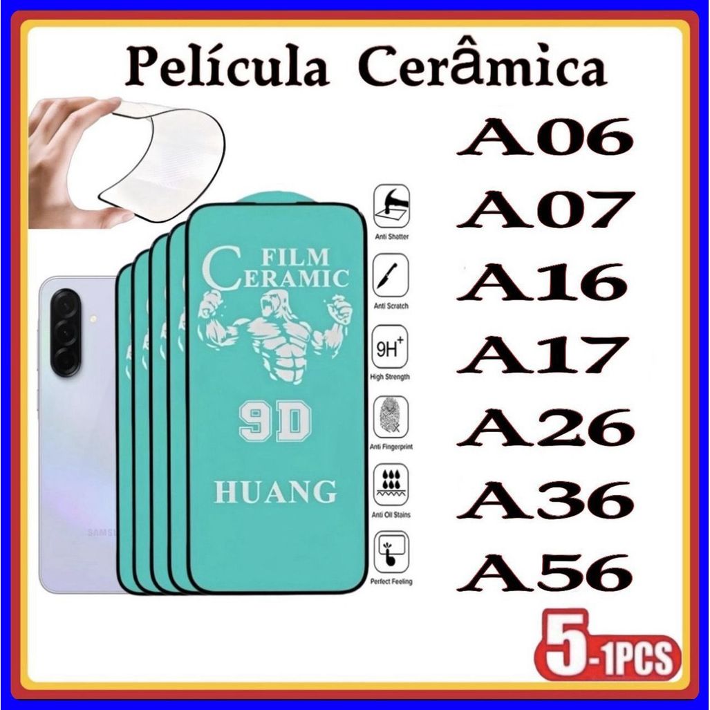 Película de Cerâmica 9D Gel Hidrogel Flexíve Samsung A06 A07 A16 A17 A26 A36 A56 em Oferta na Shopee