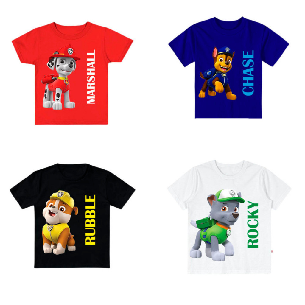 Camiseta Camisa Estampada  camisa blusa Infantil Patrulha Canina Diversos Personagens 100% Algodão - Envio Rapido Premiu