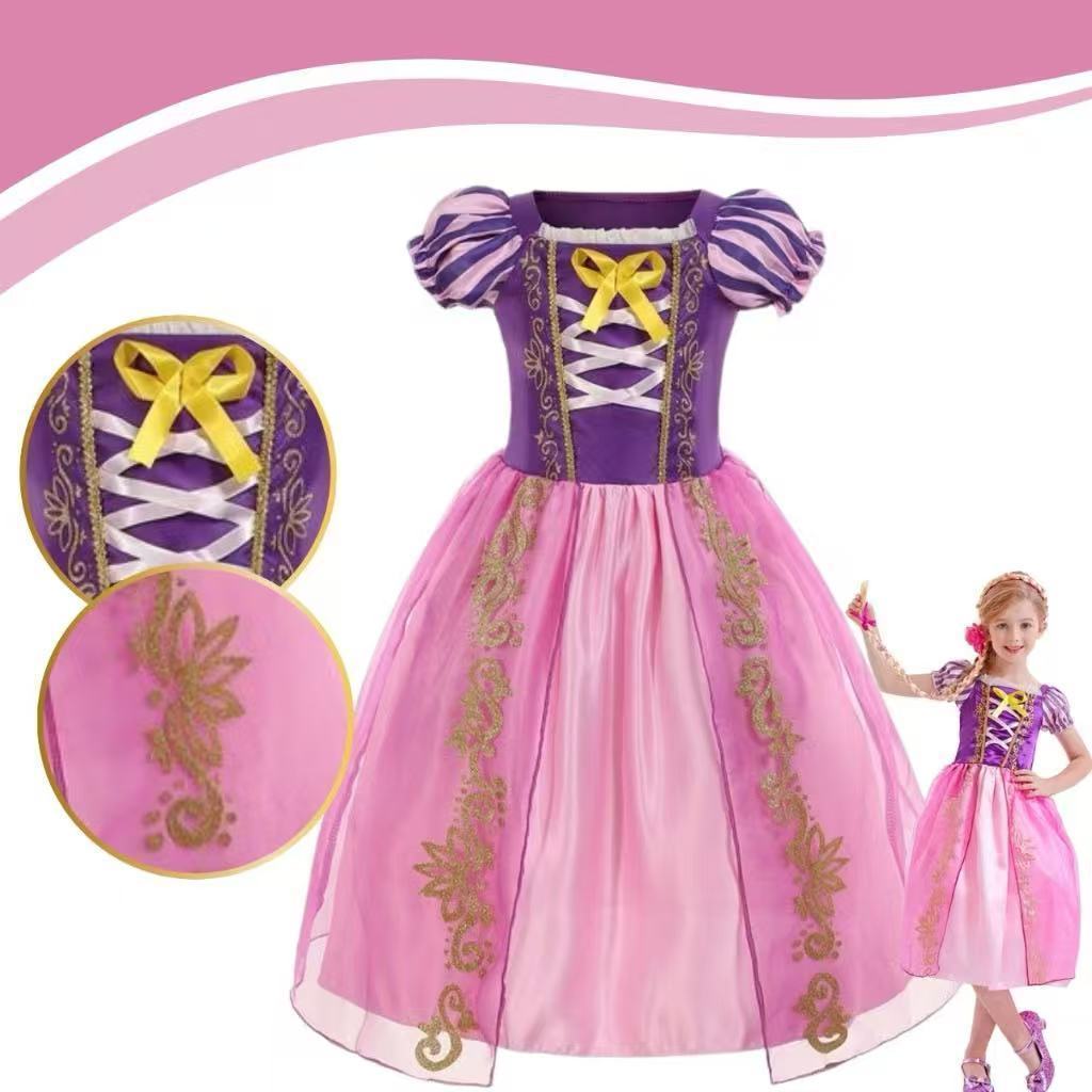 Fantasia clássica de princesa para meninas Rapunzel, Bela Adormecida e Cinderela