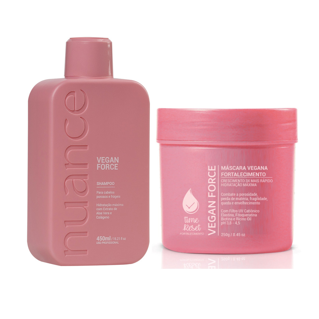 Kit Vegan Force Time Reset Shampoo e Máscara Nuance
