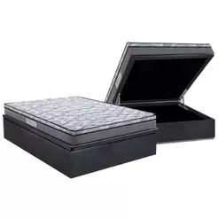Cama Box Baú Casal: Colchão Ortopédico Herval D60 / AG65 Perpetual + Base CRC Suede Gray (138x188)