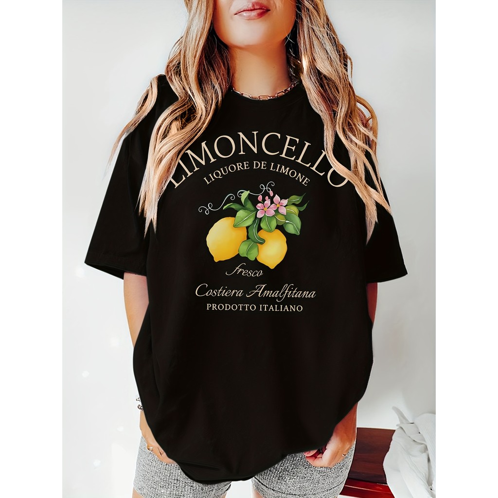 Camiseta Limoncello Limone Itália Amalfitana Ilustração Relaxed Oversized Estilosa Confortável Divertida Verão