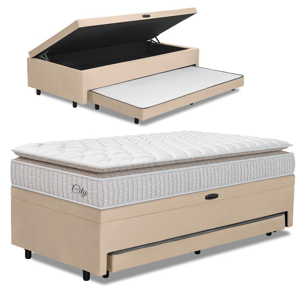 Cama Bibox Baú com Colchão City Solteiro e Cama Auxiliar Conjugada 88x188x69cm Bela em Oferta na Shopee