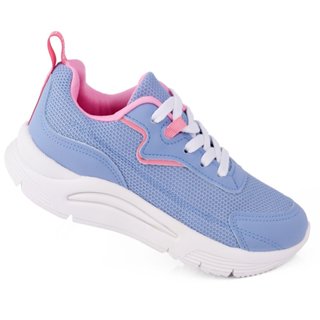 Tênis Infantil Menina Klin Casual Leve Confortável e Moderno - Azul Rosa em Oferta na Shopee