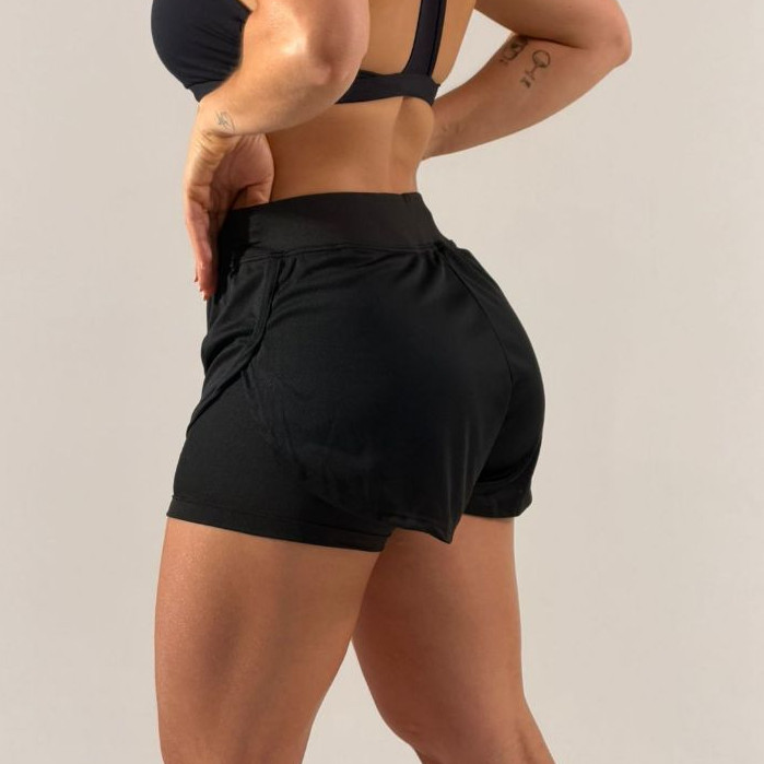 Shorts compressão 2 em 1 feminino para academia caminhadas e corrida bermuda dupla treino