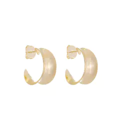 BRINCO ARGOLA VINTAGE G HELLEN FOLHEADA A OURO 18K
