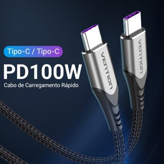 Vention USB-C Cabo 5A Corrente 480Mbps Dados Nylon Trançado Durável Carga Rápida Sincronização Laptops Telefones em Oferta na Shopee