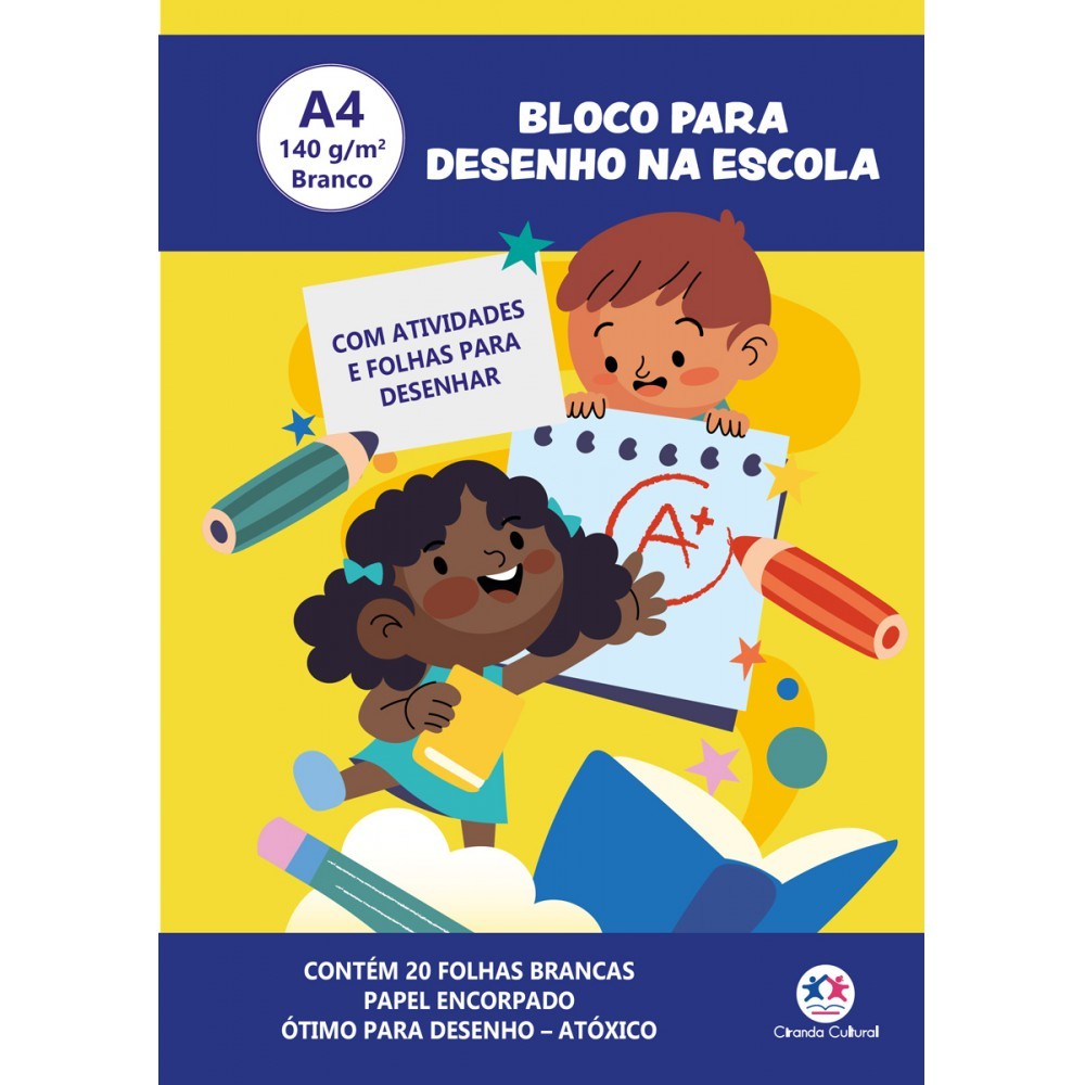 Livro Bloco para Desenho A4 140g - 20 Folhas brancas em Oferta na Shopee