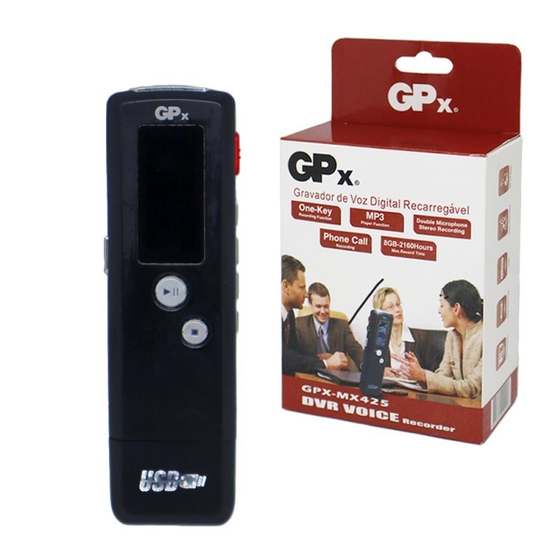 MINI GRAVADORA DE VOZ GPX-MX425 - 8 GB - 2160 HORAS