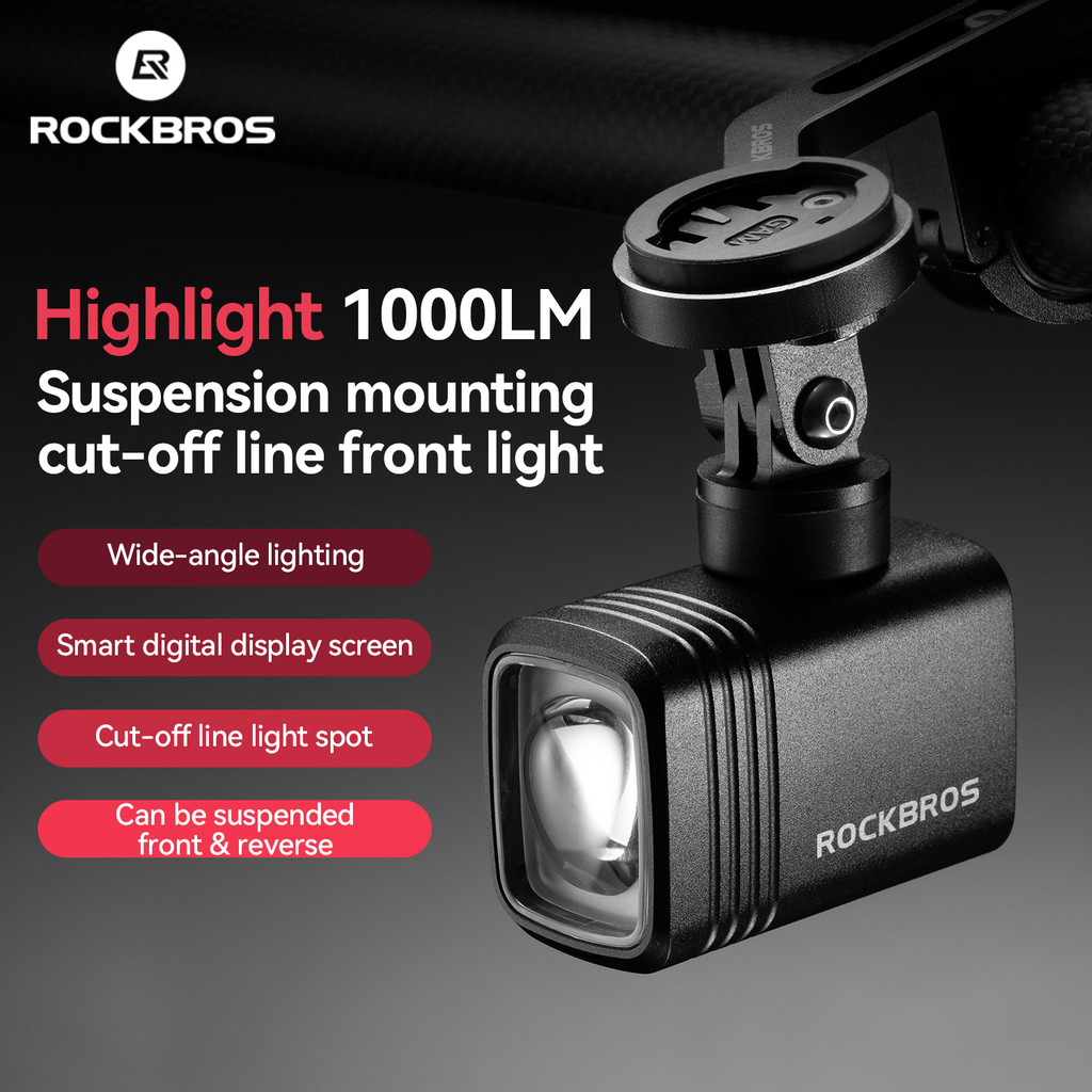ROCKBROS Bicicleta Pendurado Luz Dianteira 1000LM Bateria Nível Display 2800mAh Ciclismo Farol Ângulo Ajustável Para MTB
