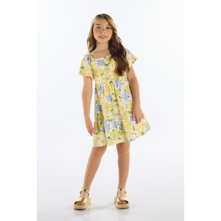 Vestido Floral Infantil Quimby em Oferta na Shopee
