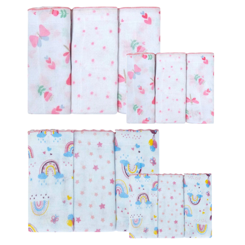 Kit 6 Unidades Fralda de Pano Luxo 3 Unidades + Toalha de Boca 3 Unidades 100% Algodão Incomfral em Oferta na Shopee