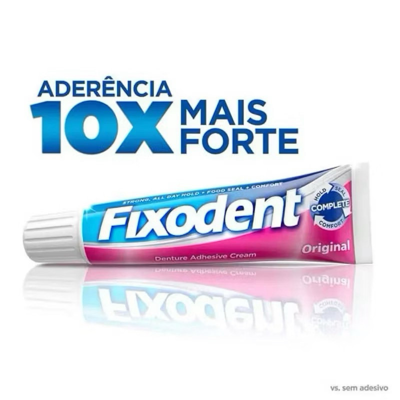 Fixodent Original 10X Ultra Fixação 68g – Creme Adesivo para Prótese Dental"