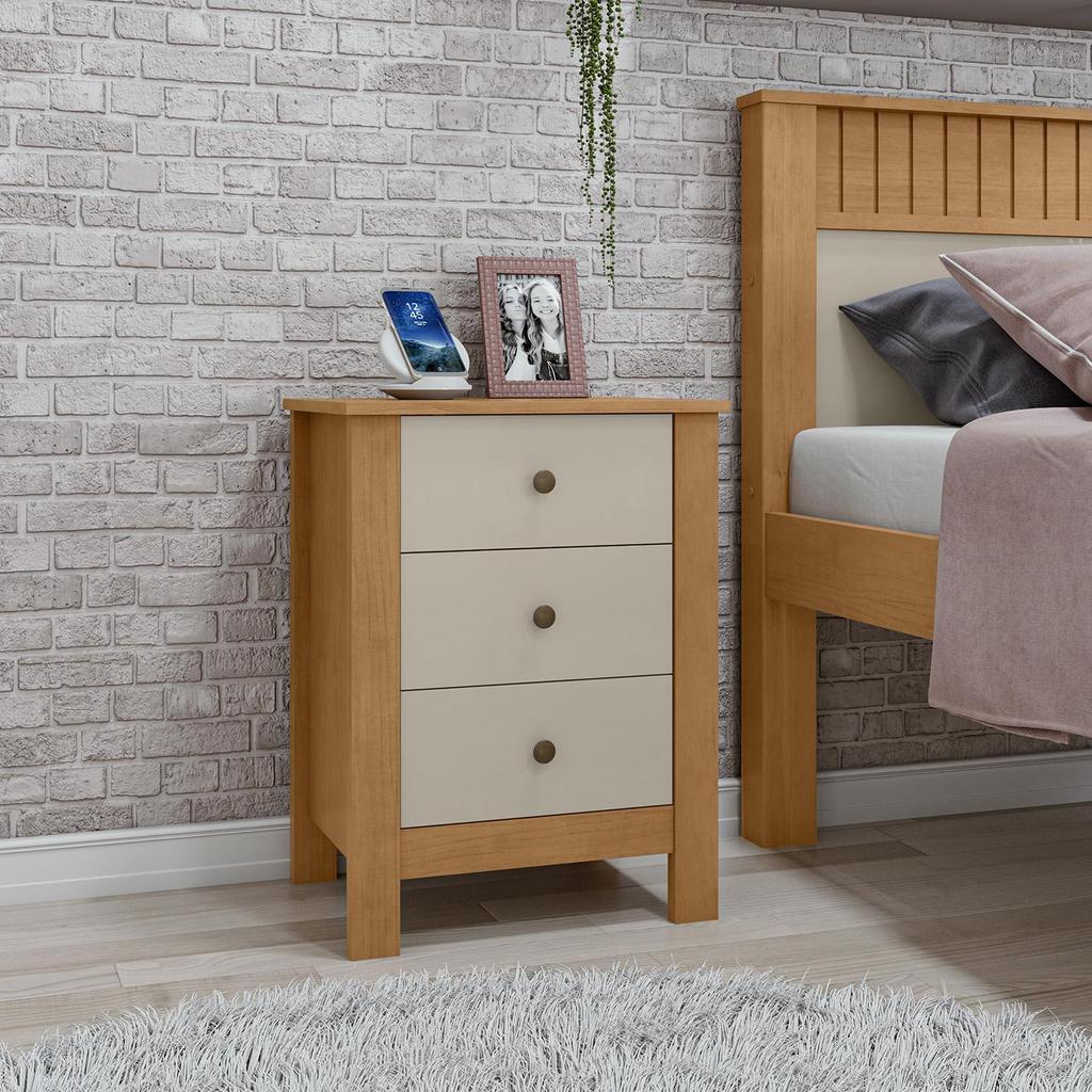 Mesa de Cabeceira Maggiore New Amêndoa Clean / off White em Oferta na Shopee