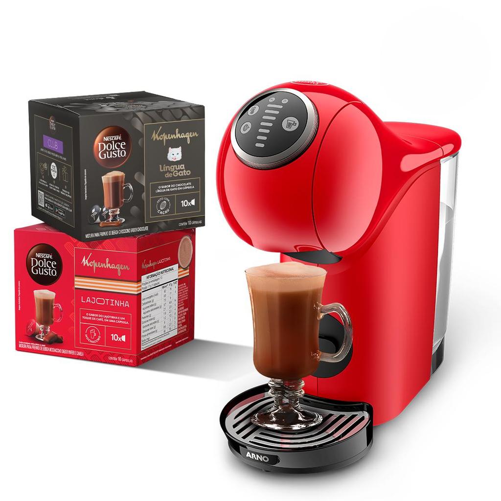 Kit Cafeteira Dolce Gusto Genio S Plus Vermelha + Bebidas Kopenhagen em Oferta na Shopee