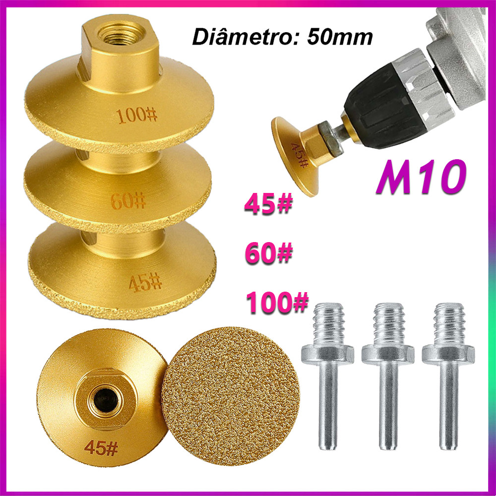 Rebolo Roscado M10 de 50mm de Cerâmica Diamantada para Polimento de Várias Ladrilhos de Pedra 45# 60# 100# em Oferta na Shopee