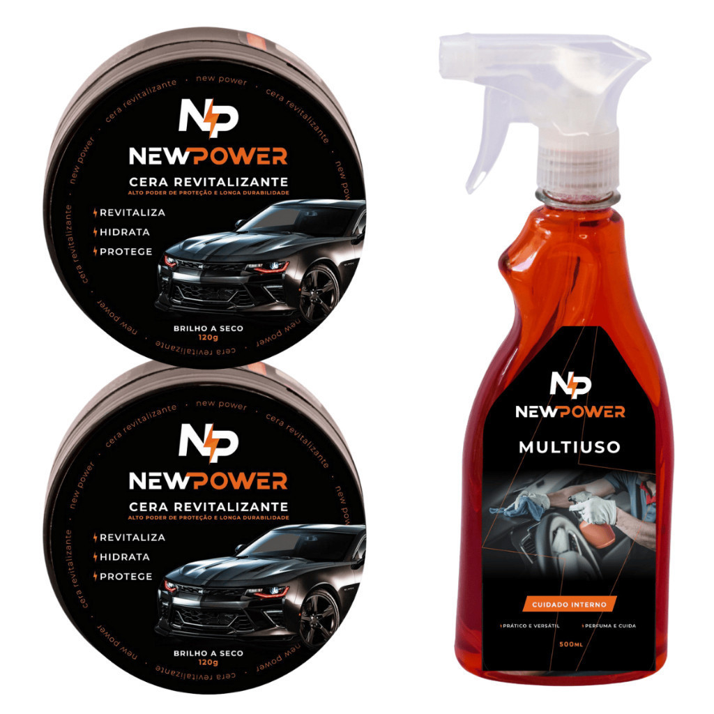 Kit de higienização automotiva (1 Uni Super limpa tudo multiuso + 2 Uni revitalizador de plástico)-