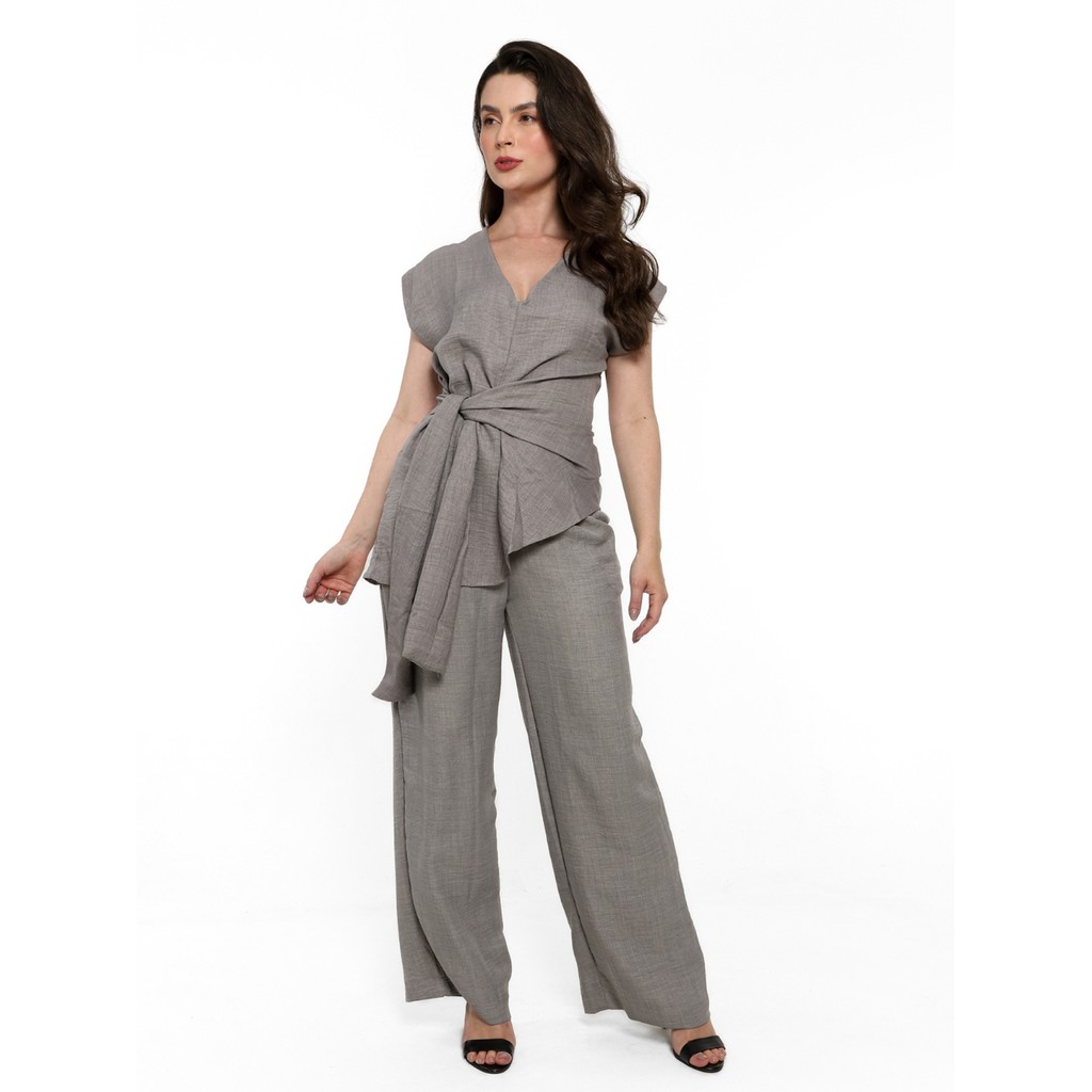 Conjunto Feminino Buls Com Faixa e Calca Pantalona TR-CON-071 em Oferta na Shopee