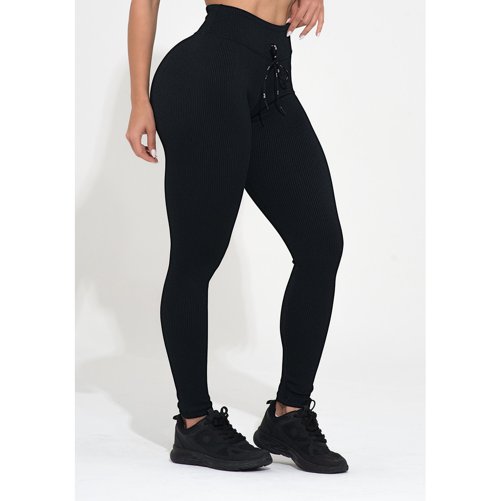 LEGGING FITNESS FEMININA CANELADA COM CADARÇO ACTION DLK