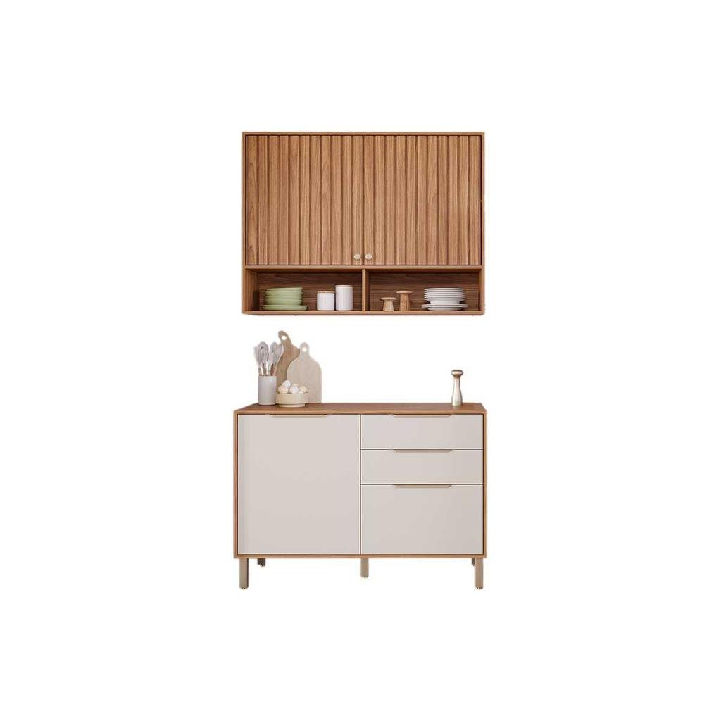 Cozinha Completa Divina 2 Peças (1Aéreo+1Balcão) C2P44 Freijo/Off White - MGM em Oferta na Shopee