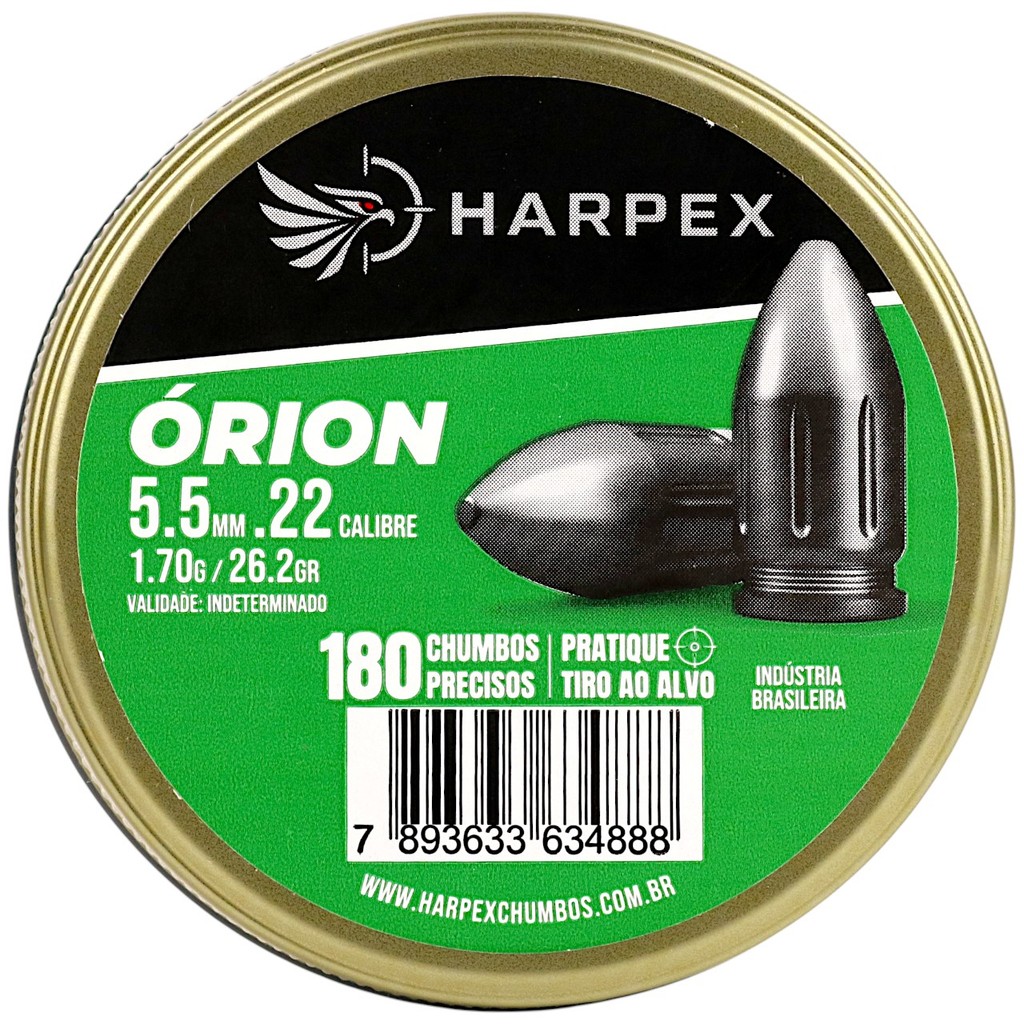 Chumbinho Harpex Órion Alta Precisão 5.5mm (.22) - 180un em Oferta na Shopee