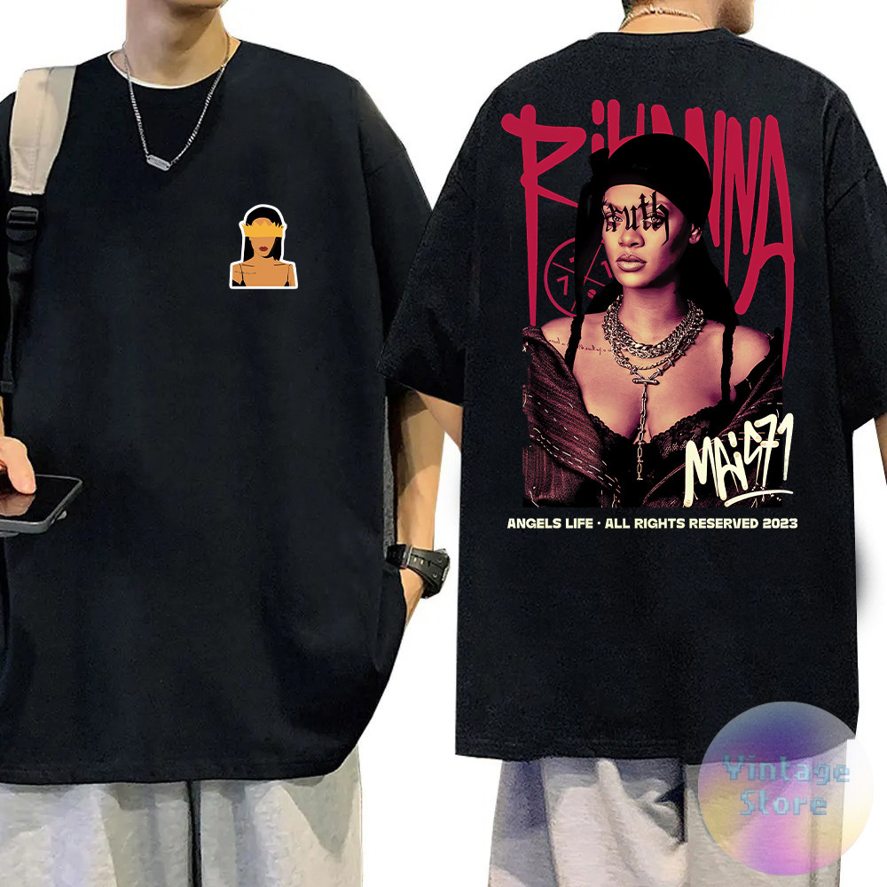 Camiseta Algodão Rihanna Vintage Tee Premium Lançamento Alta Qualidade Tamanhos Plus Size Envio Rapido em Oferta na Shopee
