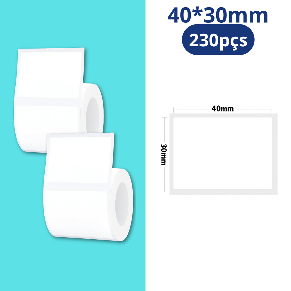 2 Etiqueta 40x30mm Branca (230un) Niimbot B1/b21/b3s