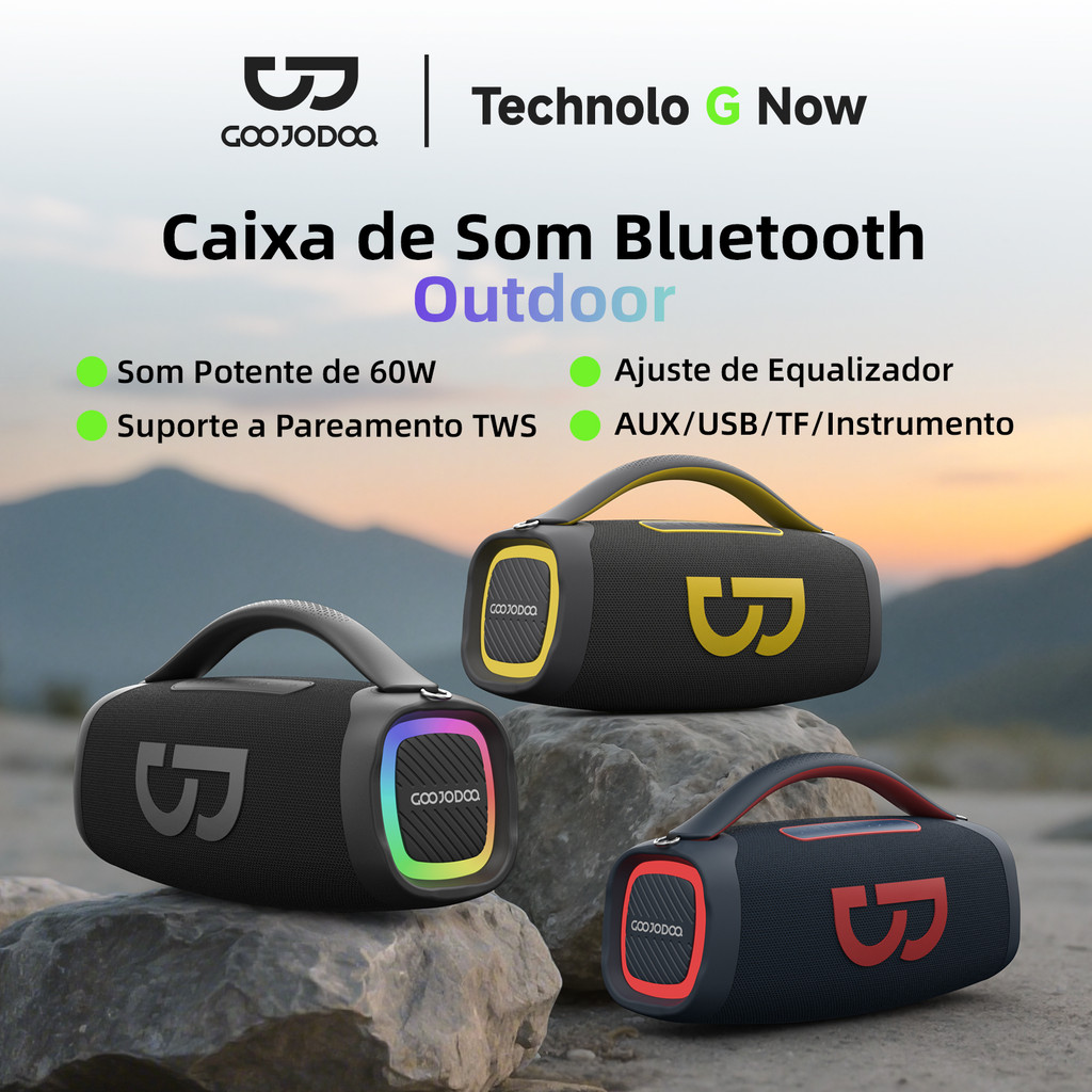 Caixa de Som Bluetooth GOOJODOQ 6000mAh com Som Estéreo RGB de 50W e Iluminação Incrível para Festas em Família em Oferta na Shopee