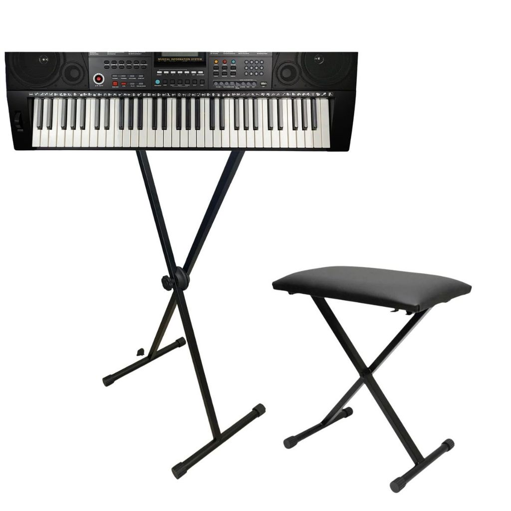Kit Completo Teclado MXT M-T5000 MIDI 61 Teclas + Suporte e Banco