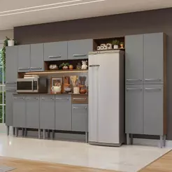 Armário De Cozinha Completa 325cm Rustic-cinza Emilly Madesa 07