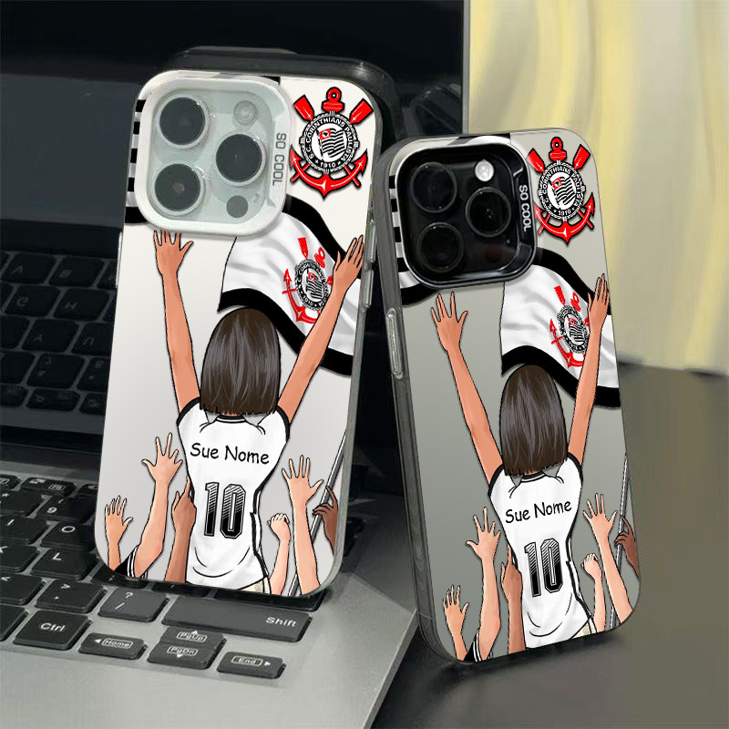 Capinha personalizada corinthians feminina para iPhone 7+8 11 12 13 15 14 16 Pro Max Xr Xs Max 7+8 16 Plus anti impacto