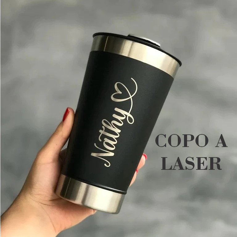 Copo Térmico Personalizado 473ml Inox com Nome a Laser - Varias Cores e Fontes em Oferta na Shopee