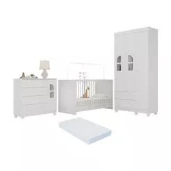 Quarto de Bebê Completo com Berço 3 em 1 com Colchão Incluso Nina Multimóveis MP4574
