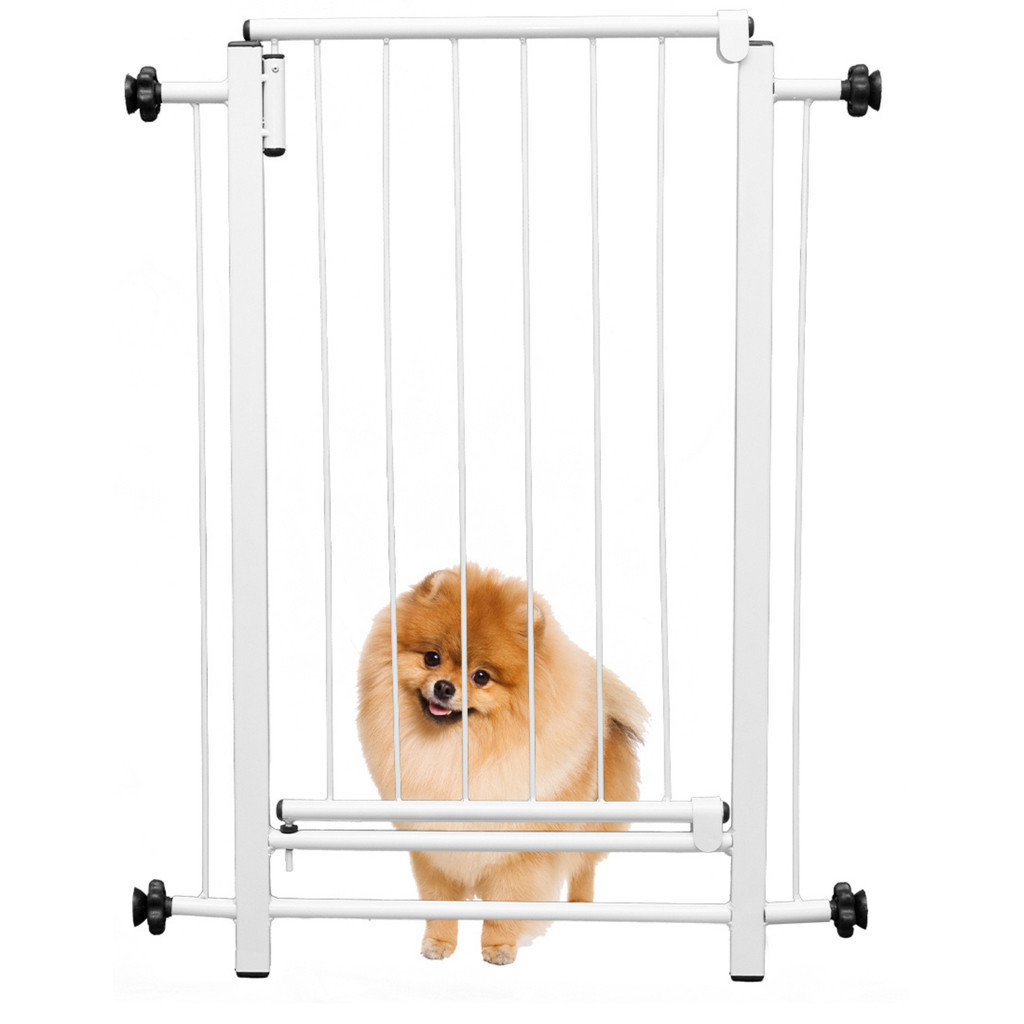 Portão Grade Medidas 65 a 169cm - Branco e Preto Segurança P/ Bebê Cachorro Pressão Regulável