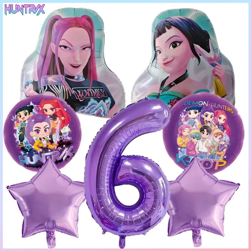 Conjunto De Balões Kpop Demon Hunters Mira/Zoey Suprimentos Para Festas De Aniversário Balão Digital De Folha De Alumíni em Oferta na Shopee