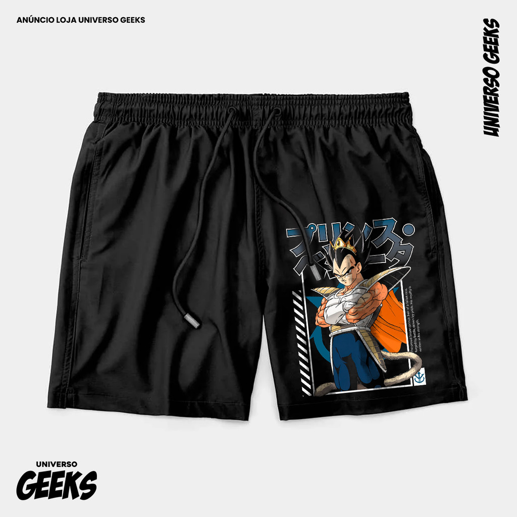 Bermuda Tactel Dragon Ball Z Vegeta Príncipe Saiyajin Short Confortável Com Elastano Ideal Lazer Treino Esportes Praia