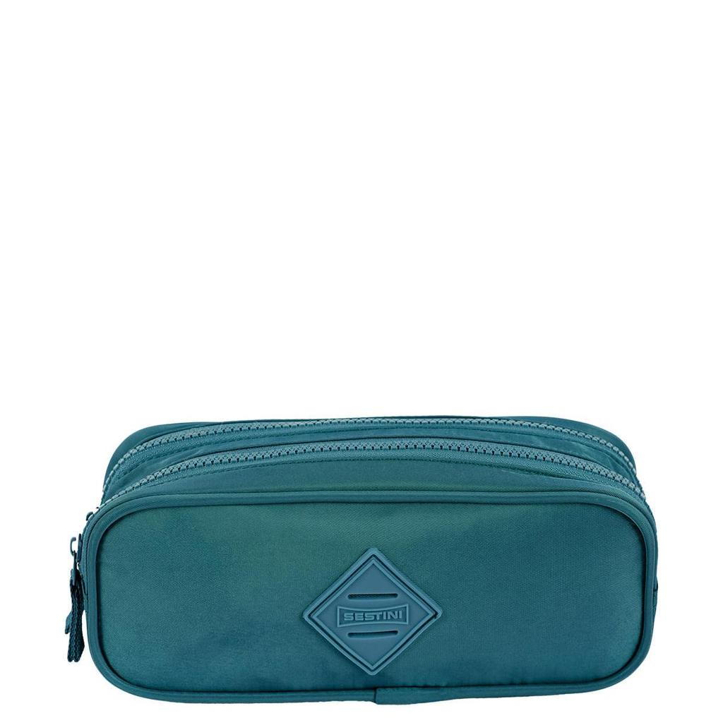 Estojo 2 Compartimentos Crinkle Verde - Petróleo em Oferta na Shopee