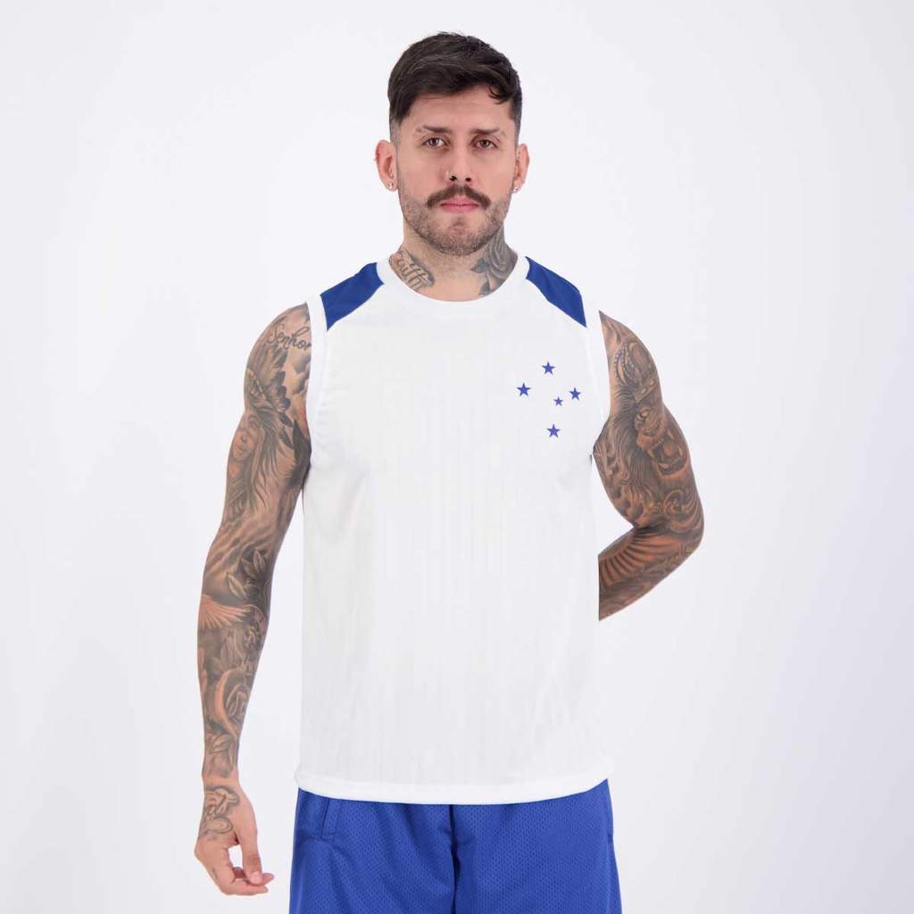 Regata Cruzeiro Tear Branca em Oferta na Shopee