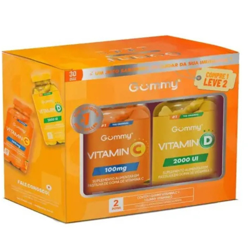 Combo Vitamina Gummy Hair Vitamina D + Vitamina C Promociona Sabor Abacaxi